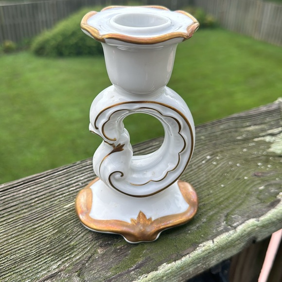Weimar Candle Holder Porcelain Floral Gold Trim Germany Vintage - Picture 2 of 4